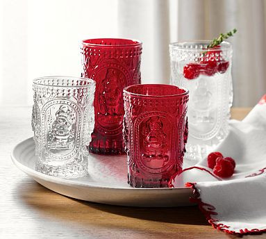 Santa Embossed Cocktail Glasses | Pottery Barn (US)