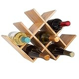 Bamboo 8 Bottle Wine Rack-Space Saving Tabletop Free Standing Wine Bottle Holder for Kitchen, Bar, D | Amazon (US)
