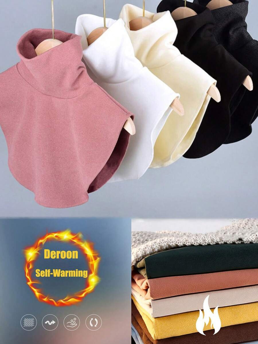 Women's Solid Color Autumn/Winter High Elastic German Velvet High Collar Fake Collar Bottom Decor... | SHEIN