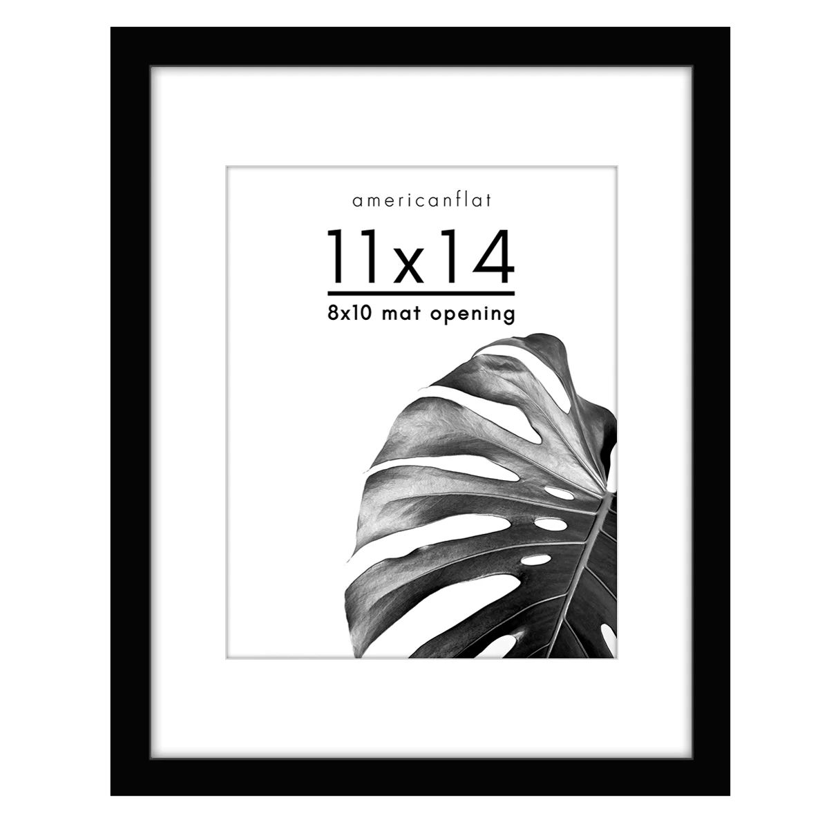 Americanflat 11x14 Picture Frame with 8x10 Mat - Wood with Glass Cover - Black | Walmart (US)