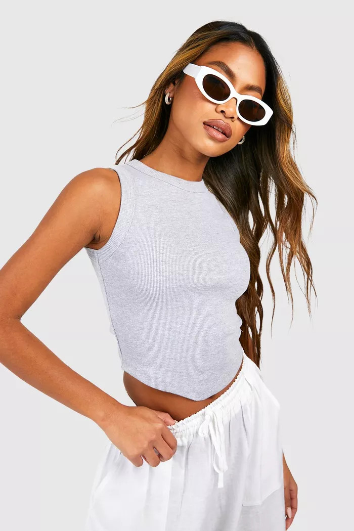 Thick Binding V Hem Rib Tank Top | boohoo (US & Canada)