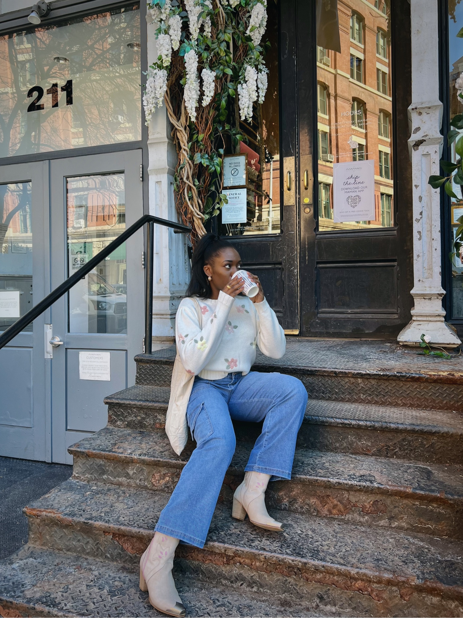 Spring outfit, cargo pants, cowboy boots, casual outfit, spring sweaters, chic outfit, everyday outfit, spring looks, spring fashion, tote bag 

#LTKSpringSale #LTKsalealert #LTKfindsunder100