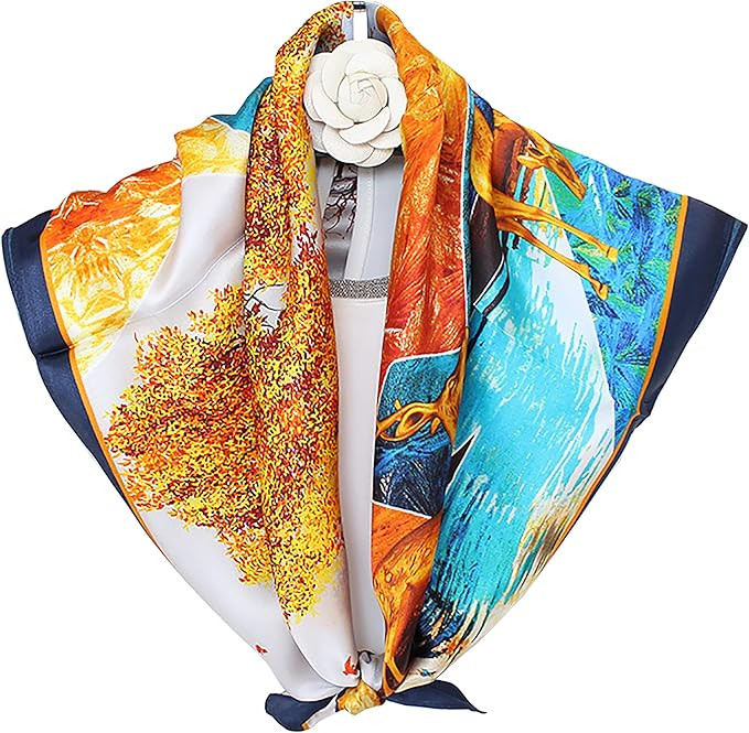 Abangdun 100% Silk Scarf for Women-lightweight Medium Square Scarf Digital Printing 70x70cm/27"x2... | Amazon (US)