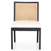 Click for more info about Annette Modern Classic Black Cane Wood Frame White Performance Dining Side Chair