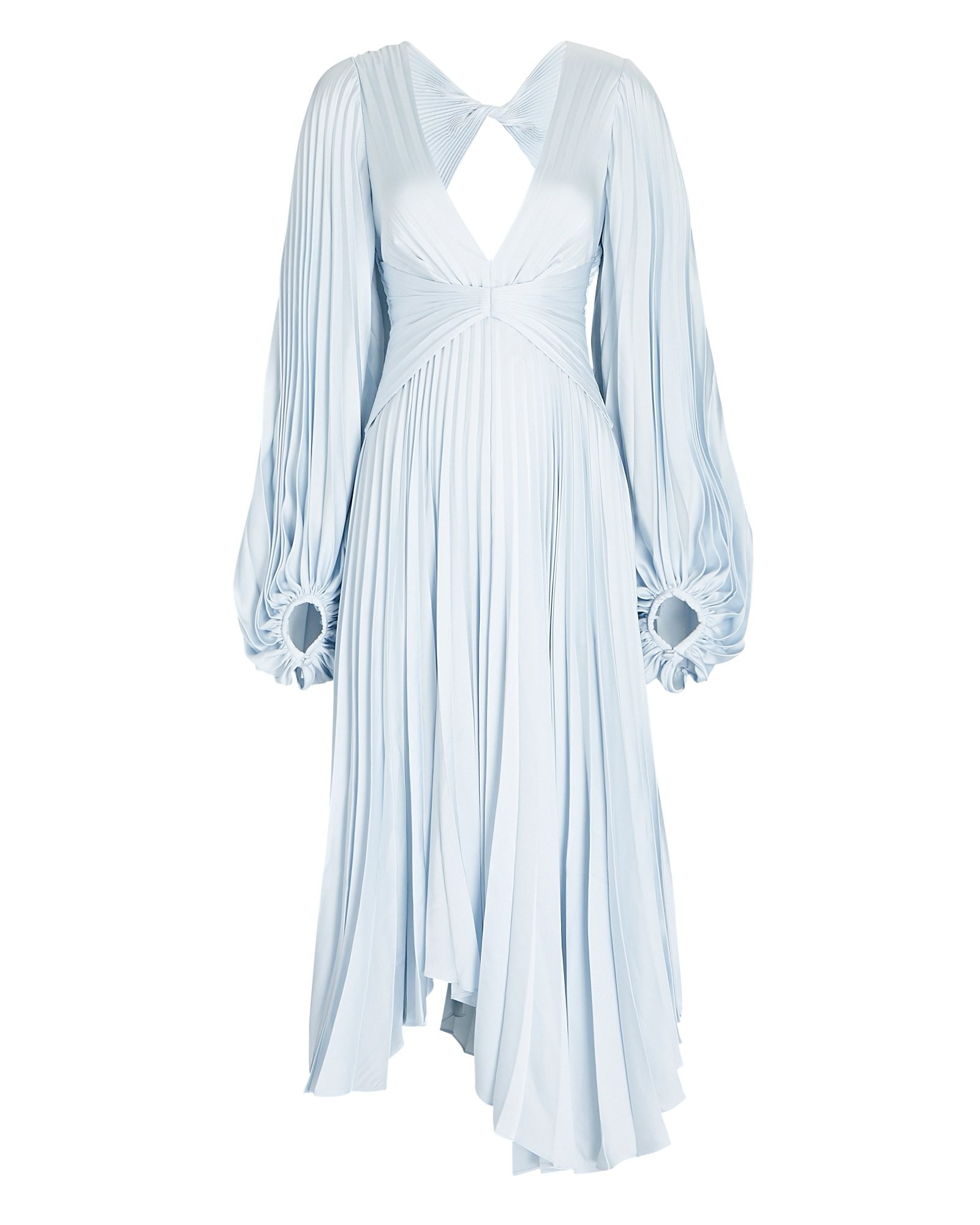 Palms Pleated Satin Midi Dress | INTERMIX