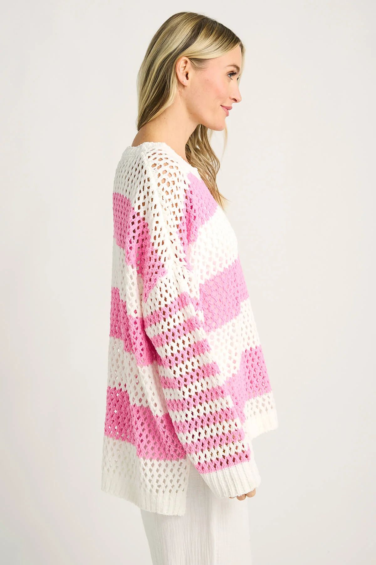 Vintage Havana Pink Popsicle Stripe Chenille Sweater | Social Threads