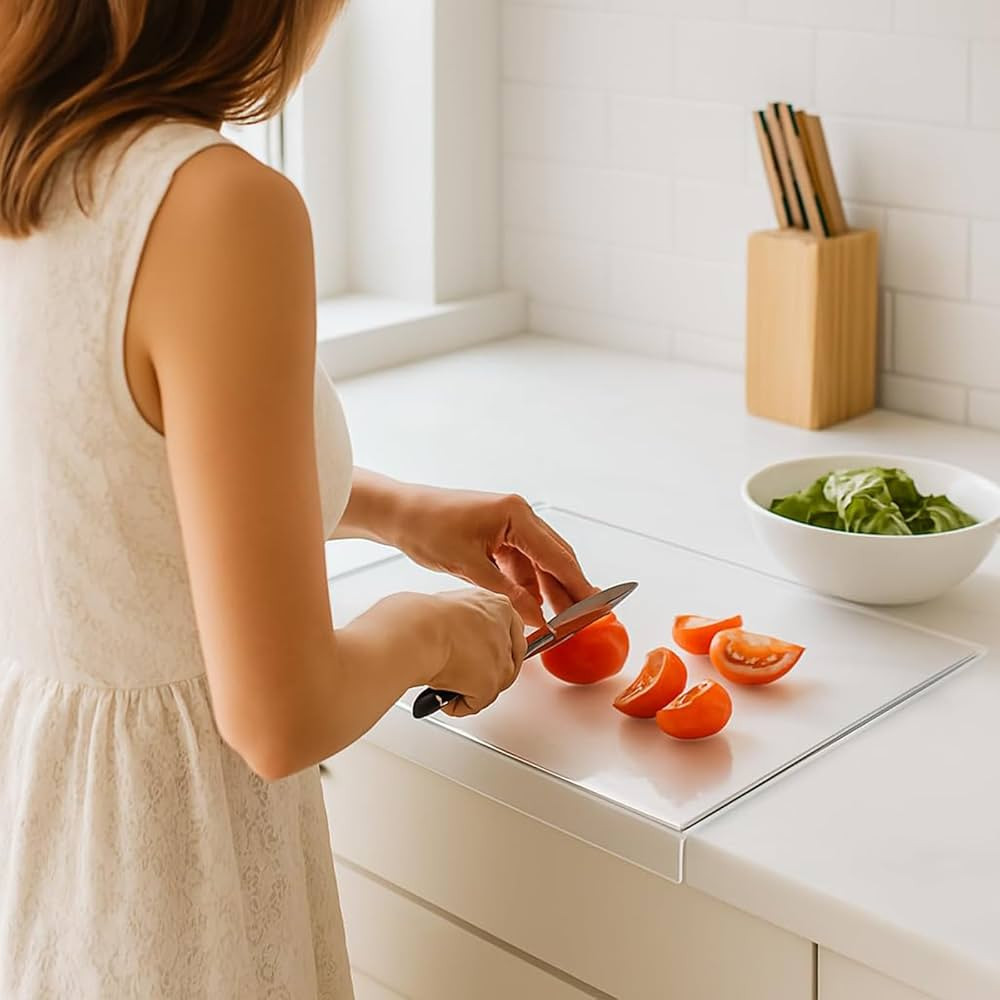 Clear acrylic cutting board with counter lip,countertop cover, minimalist kitchen decor, aestheti... | Amazon (US)