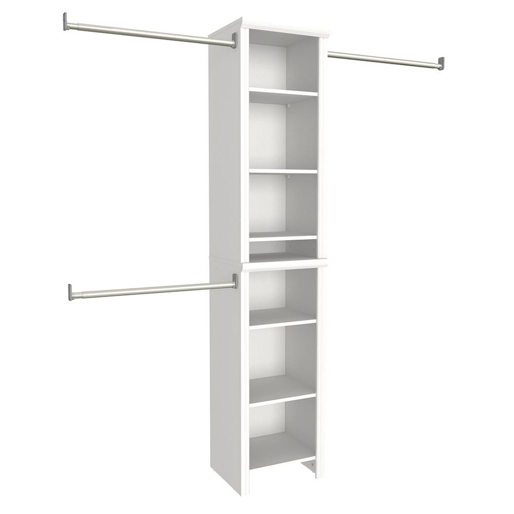 Impressions 14.57 in. D x 16.97 in. W x 82.46 in. H White Narrow Wood Closet System | The Home Depot
