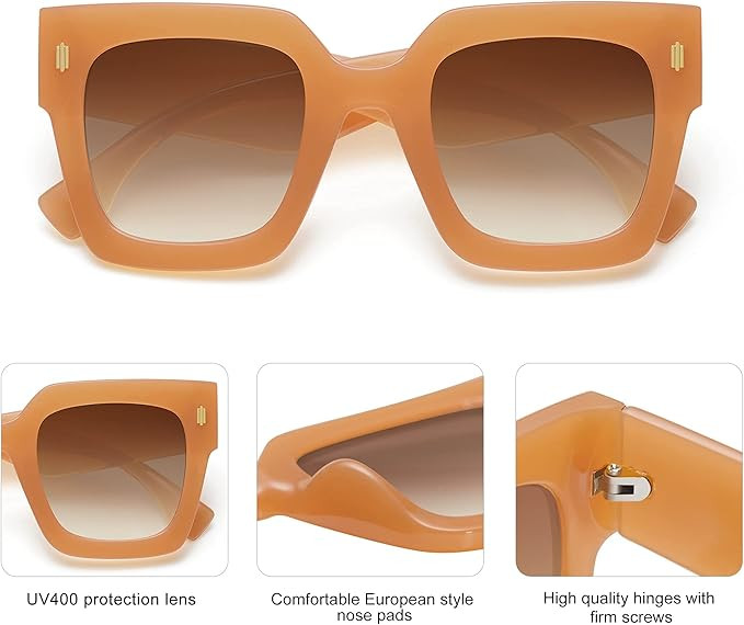 SOJOS Vintage Oversized Square Sunglasses for Women,Retro Womens Luxury Big Sun Glasses UV400 Pro... | Amazon (US)