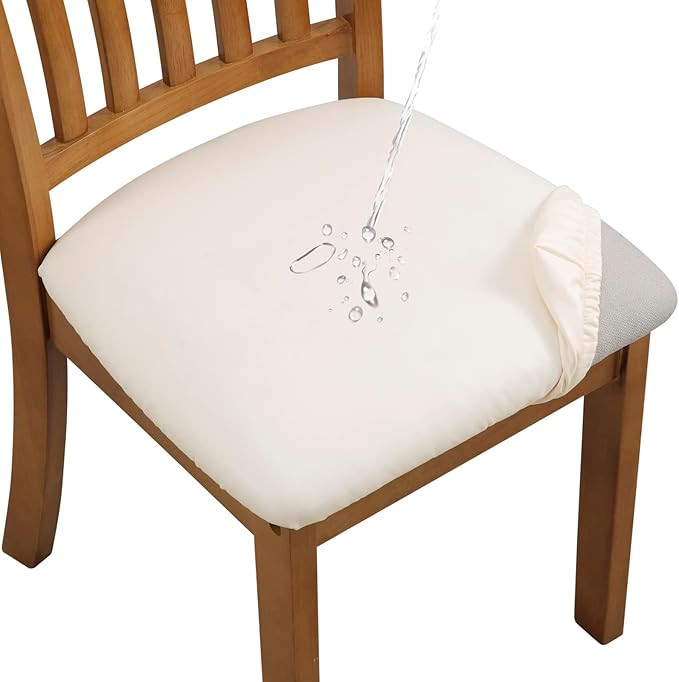 Chair Seat Covers Set of 6, Pu Leather Waterproof Dining Room Chair Covers, Stretch Chair Cover f... | Amazon (US)
