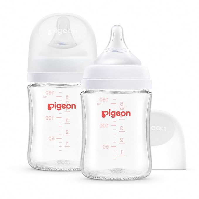 Pigeon Glass Baby Bottles Wide Neck, 5.4 Oz, Pack of 2 | Borosilicate Glass, Anti-Colic Bottle, N... | Amazon (US)