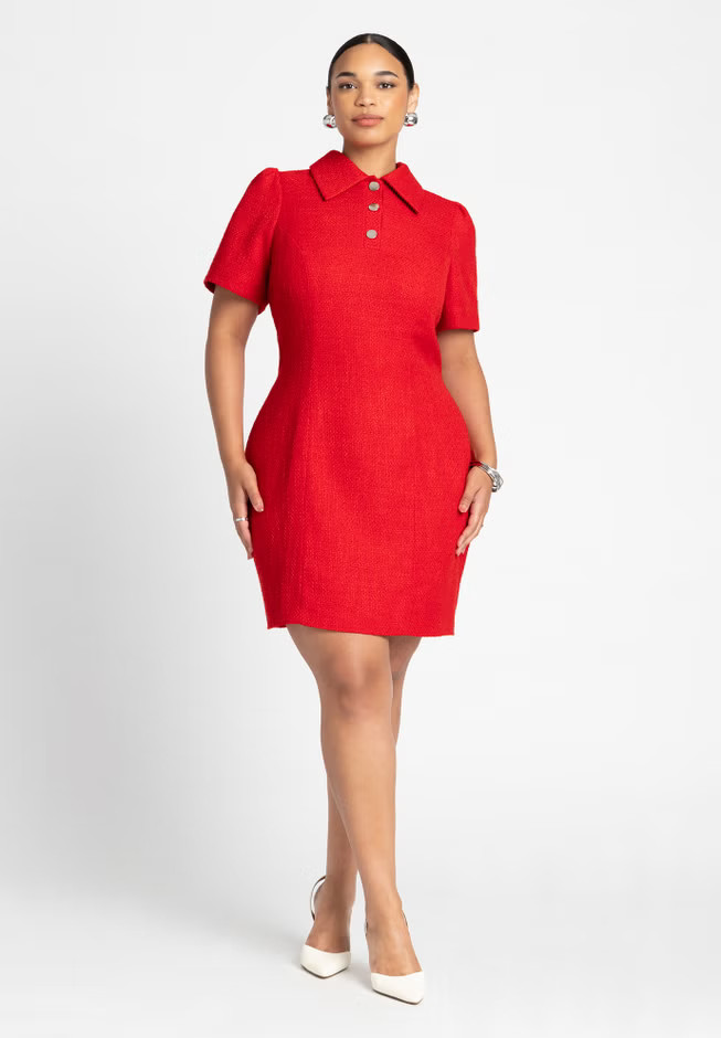 Tweed Mini Shirt Dress | Eloquii