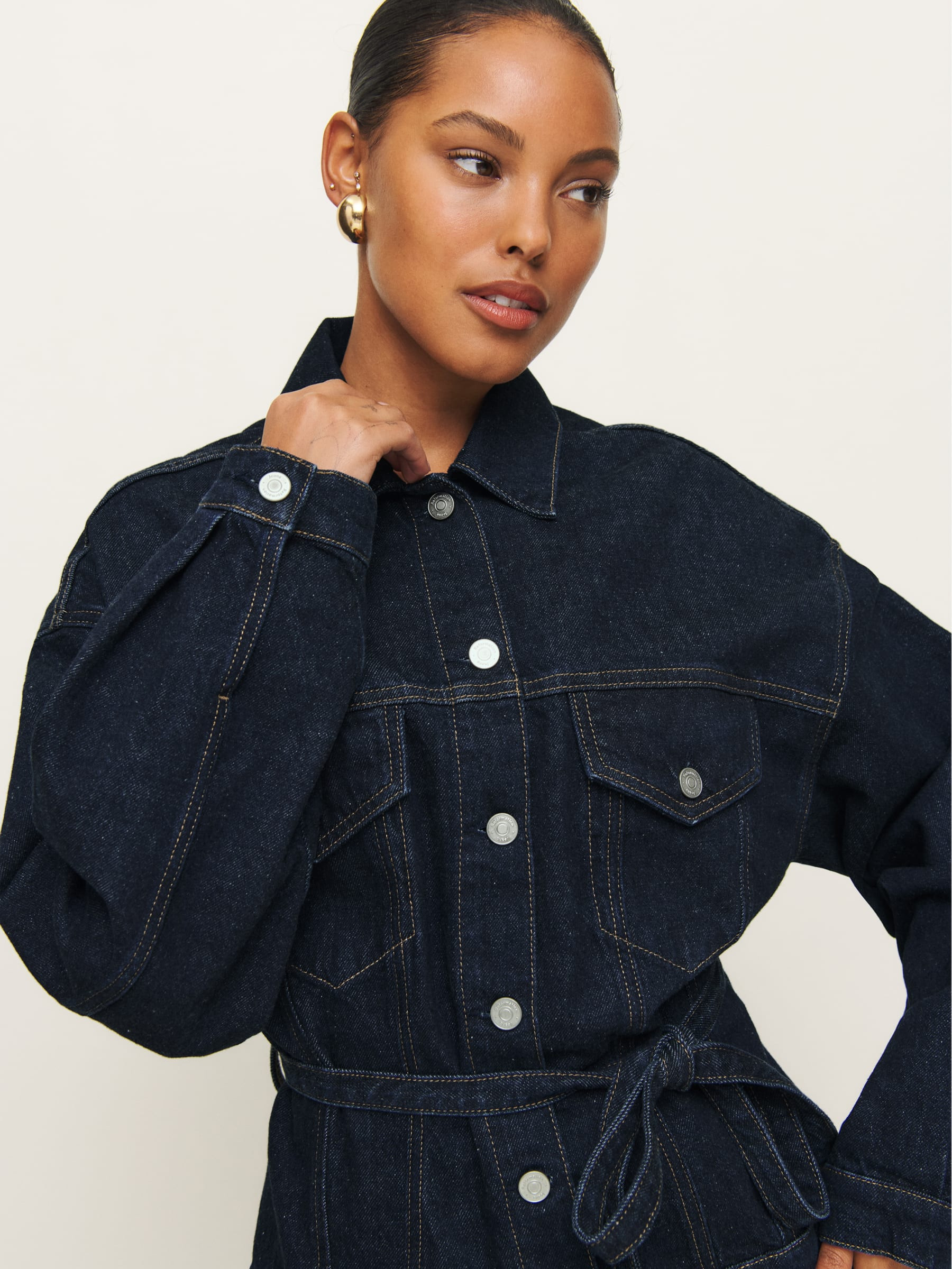 Luna Belted Denim Jacket | Reformation (Global)