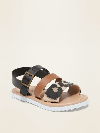 Wide-Strap Mixed-Textile Sandals for Toddler Girls | Old Navy (US)