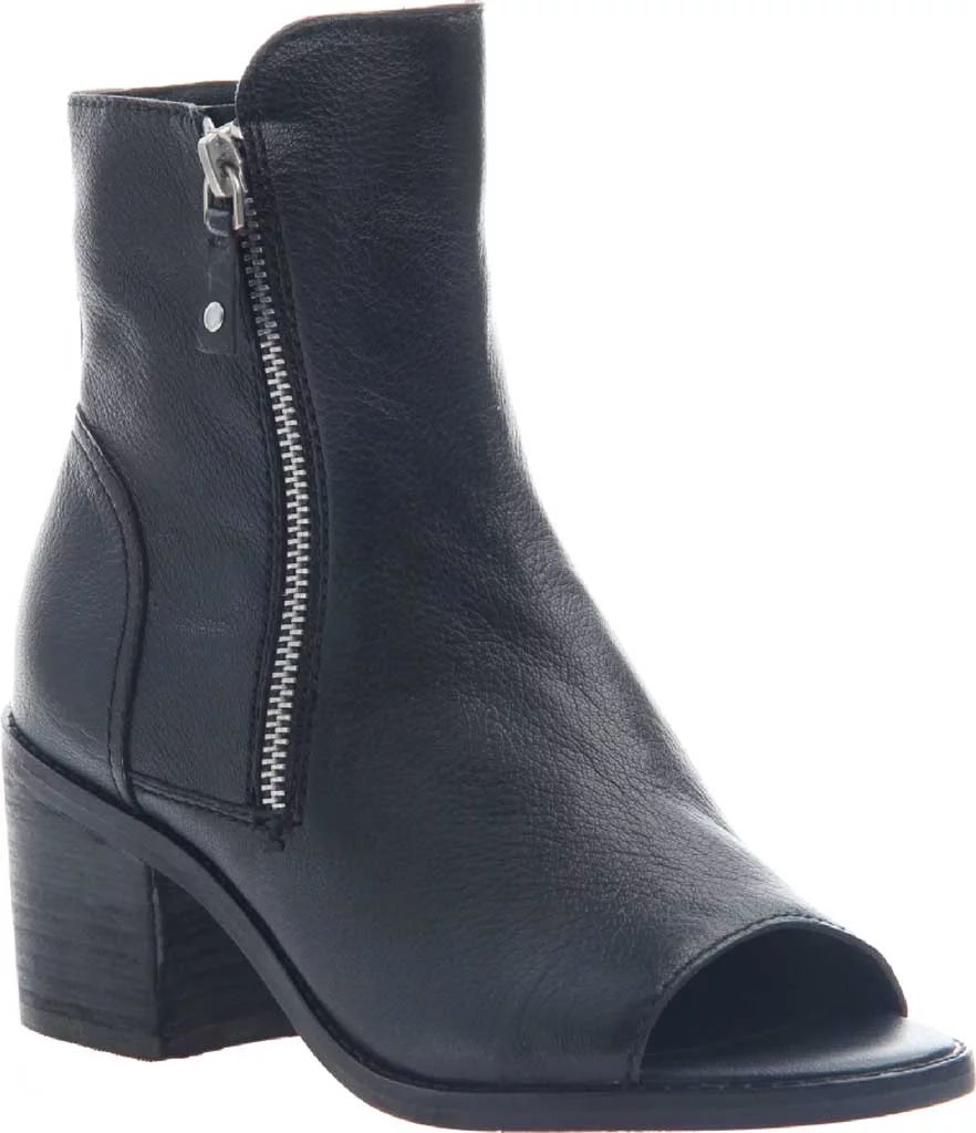 Women's Nicole Nina Peep Toe Bootie Black Leather 7.5 M | Walmart (US)