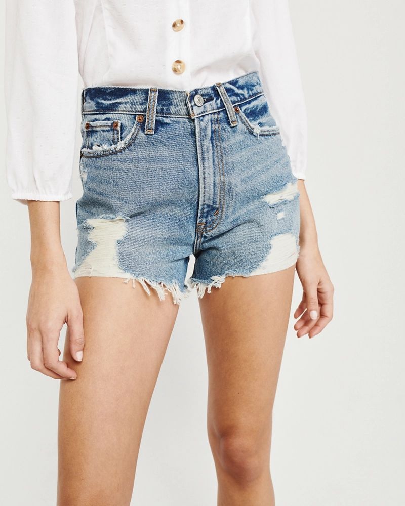 High Rise Rigid Denim Shorts | Abercrombie & Fitch US & UK