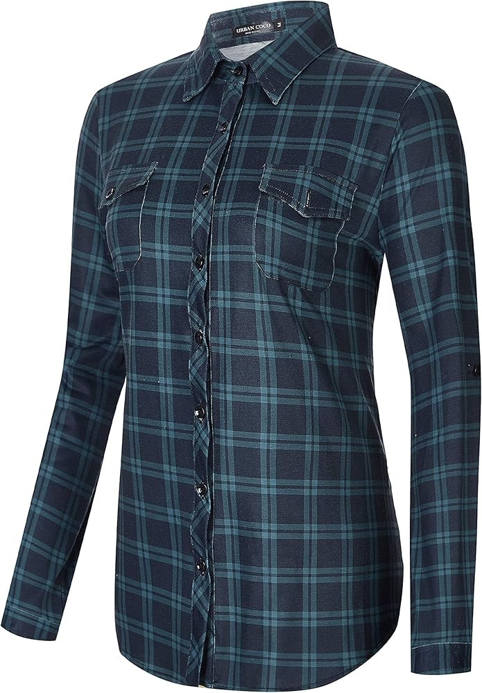 Urban CoCo Women's Classic Plaid Shirt Button Down Long Sleeve Blouse | Amazon (US)
