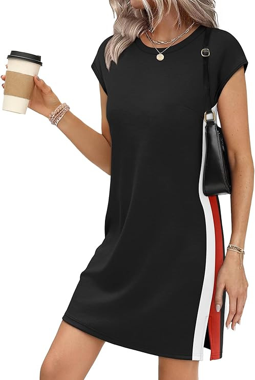 Sampeel Dresses for Women 2026 Summer Sundress Casual Cap Sleeve Dress Beach Vacation Clothes | Amazon (US)