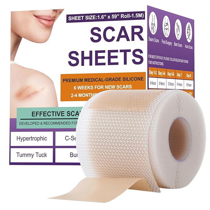 Silicone Scar Sheets,Silicone Scar Tape,Silicone Scar Removal Strips for Surgical,C-Section,Tummy... | Amazon (US)
