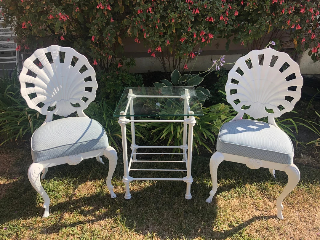 Pair of Vintage Brown Jordan Grotto Cast Aluminum Upholstered Dining Chairs - Etsy | Etsy (US)