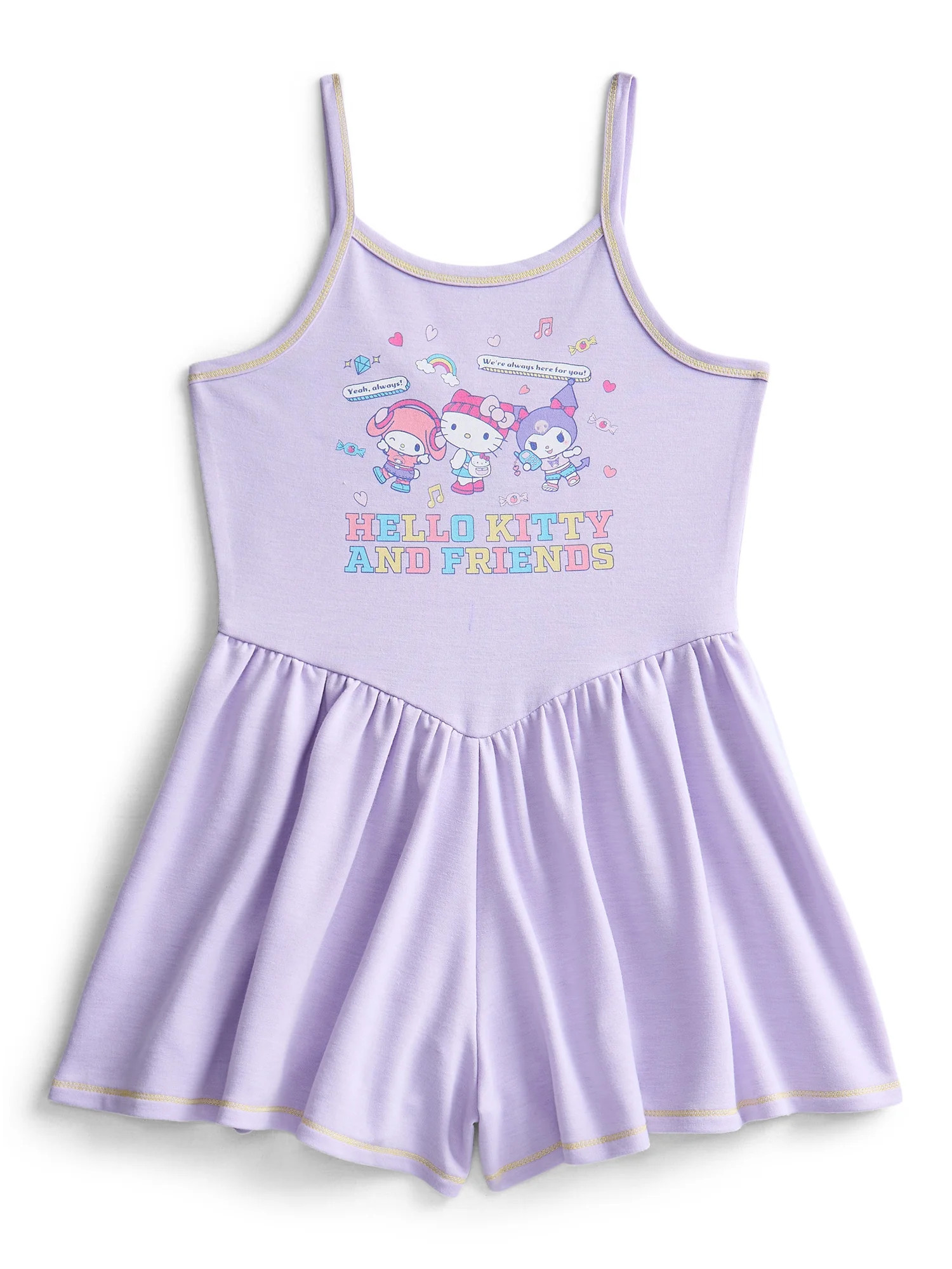 Hello Kitty and Friends Girls Sleeveless Graphic Romper, Sizes 4-12 | Walmart (US)