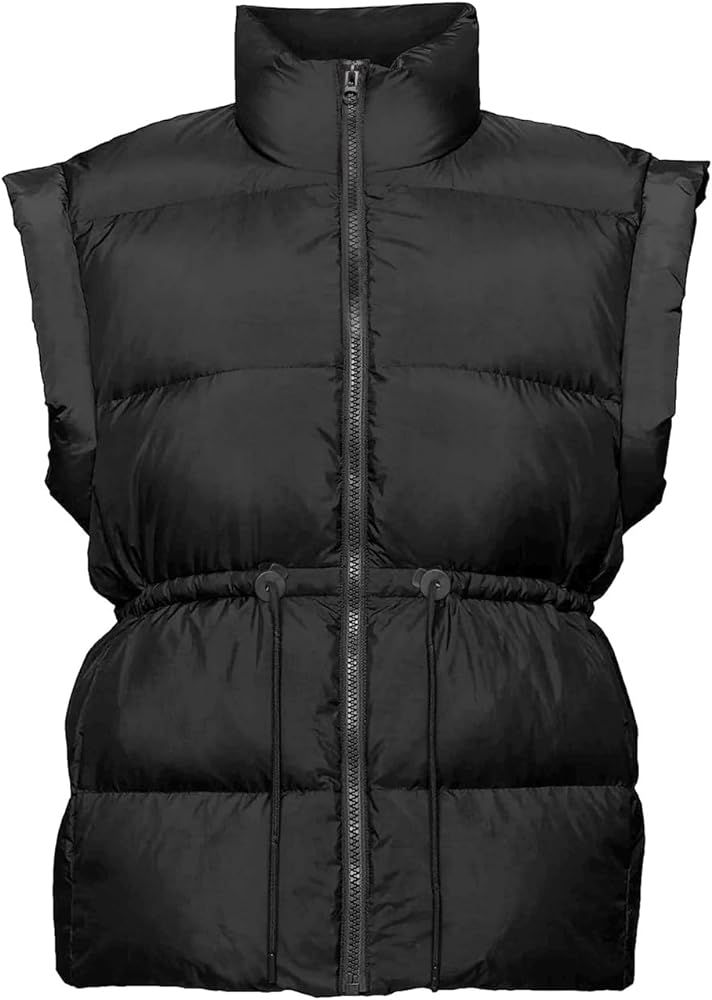 VAOYIU Womens Puffer Vest Adjustable Drawstring Waist Lightweight Quilted Zip Up Vest with Pocket... | Amazon (US)