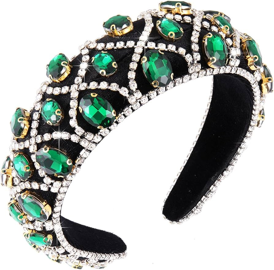 HEIDKRUEGER St.Patrick’s Day Headband for Women Green Crystal Rhinestone Headbands Embellished ... | Amazon (US)