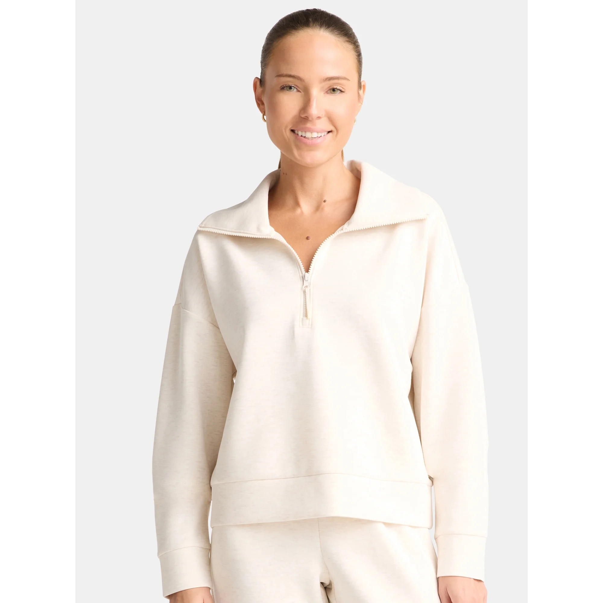 Avia Women's and Women's Plus Scuba Knit Quarter Zip Pullover, Sizes XS-4X | Walmart (US)