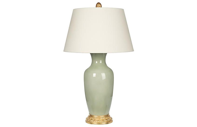 Aventine Table Lamp, Celadon/Gold | One Kings Lane