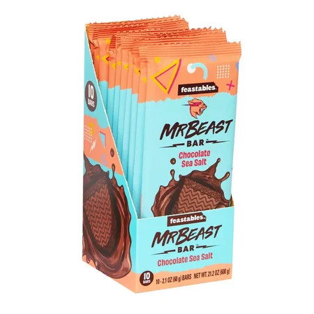 Feastables MrBeast Sea Salt Dark Chocolate Bars 2.1 oz (60g) 10 Pack | Walmart (US)