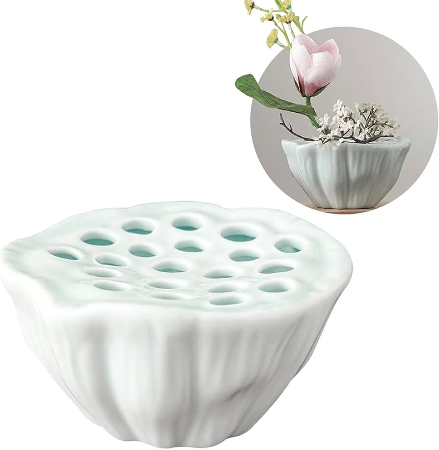 Lotus Pod Flower Arrangement Vase, Ceramic Flower Frog Pot, Ikebana Stem Holder, Decorative Flowe... | Amazon (US)