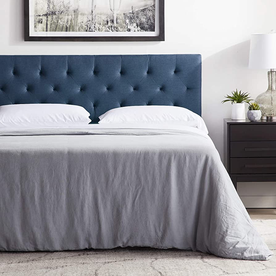 LUCID Mid-Rise Upholstered Headboard-Adjustable Height from 34” to 46”, King/Cal King, Cobalt | Amazon (US)