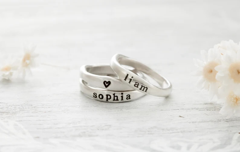 Sterling Silver Name Ring for Mom Personalized Ring for - Etsy | Etsy (US)