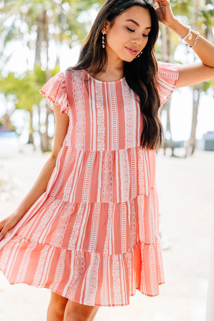 Just A Feeling Rose Pink Aztec Striped Dress | The Mint Julep Boutique