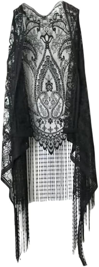 Sexy Lace Cardigan Women Vest Casual Hollow Out Perspective Plus Size Irregular Long Beach Elegan... | Amazon (US)