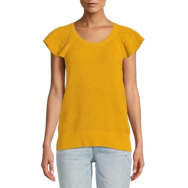Time and Tru Women's Flutter Sleeve Sweater - Walmart.com | Walmart (US)