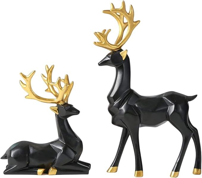 Amazon.com: EIUY Nordic Style Origami Elk,Resin Sitting Standing Deer Statues, Creative Craft Rei... | Amazon (US)