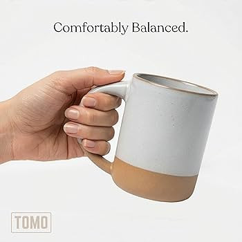 TOMO Mugs Set of 2, 12oz Modern Stoneware Coffee Mugs, Large Handle Ceramic Drinkware - Dove Grey | Amazon (US)