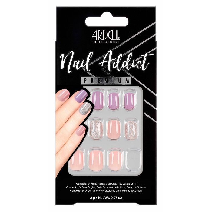 Ardell Nail Addict False Nails - Pastel Pink & Purple - 24ct | Target