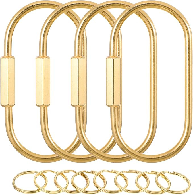 4Pcs Gold Brass Key Rings Purse Bag Charms Screw Lock Key Organizer Keychain Clip for Keys Simple... | Amazon (US)