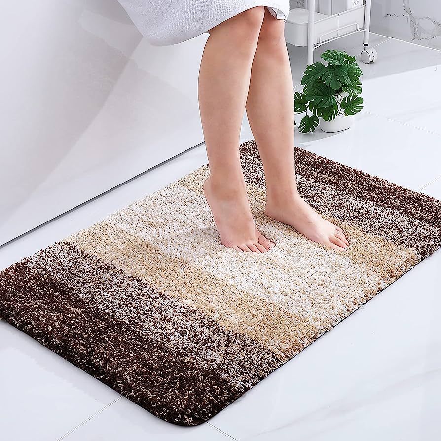 OLANLY Luxury Bathroom Rug Mat, Extra Soft and Absorbent Microfiber Bath Rugs, Non-Slip Plush Sha... | Amazon (US)