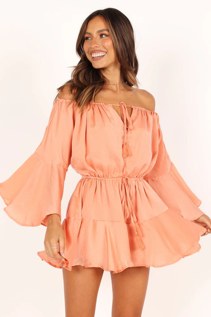 Roam Off Shoulder Romper - Orange | Petal & Pup (US)
