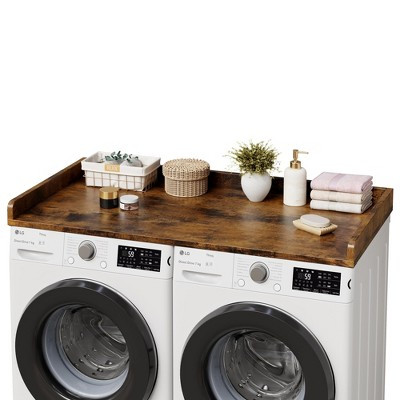 Garvee Washer Dryer Countertop, 54.3" x 27.6" Wooden Laundry Countertop with Edge Rails, Washer and Dryer Topper for Laundry Room Organization, Retro | Target