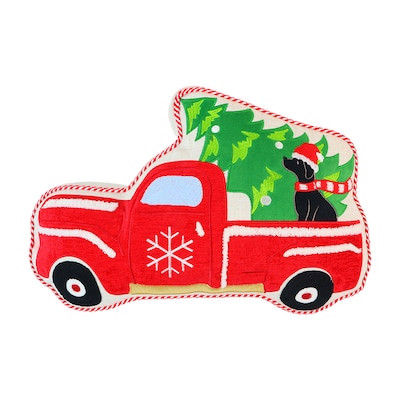 Holiday Living Dog in Truck Decorative Christmas Pillow | Lowe's