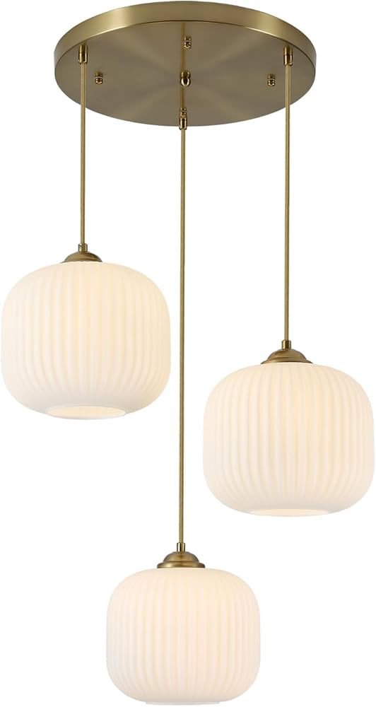 Mid Century Modern Chandelier 3-Light Gold Globe Cluster Chandelier Antique Brass Pendant Lights ... | Amazon (US)
