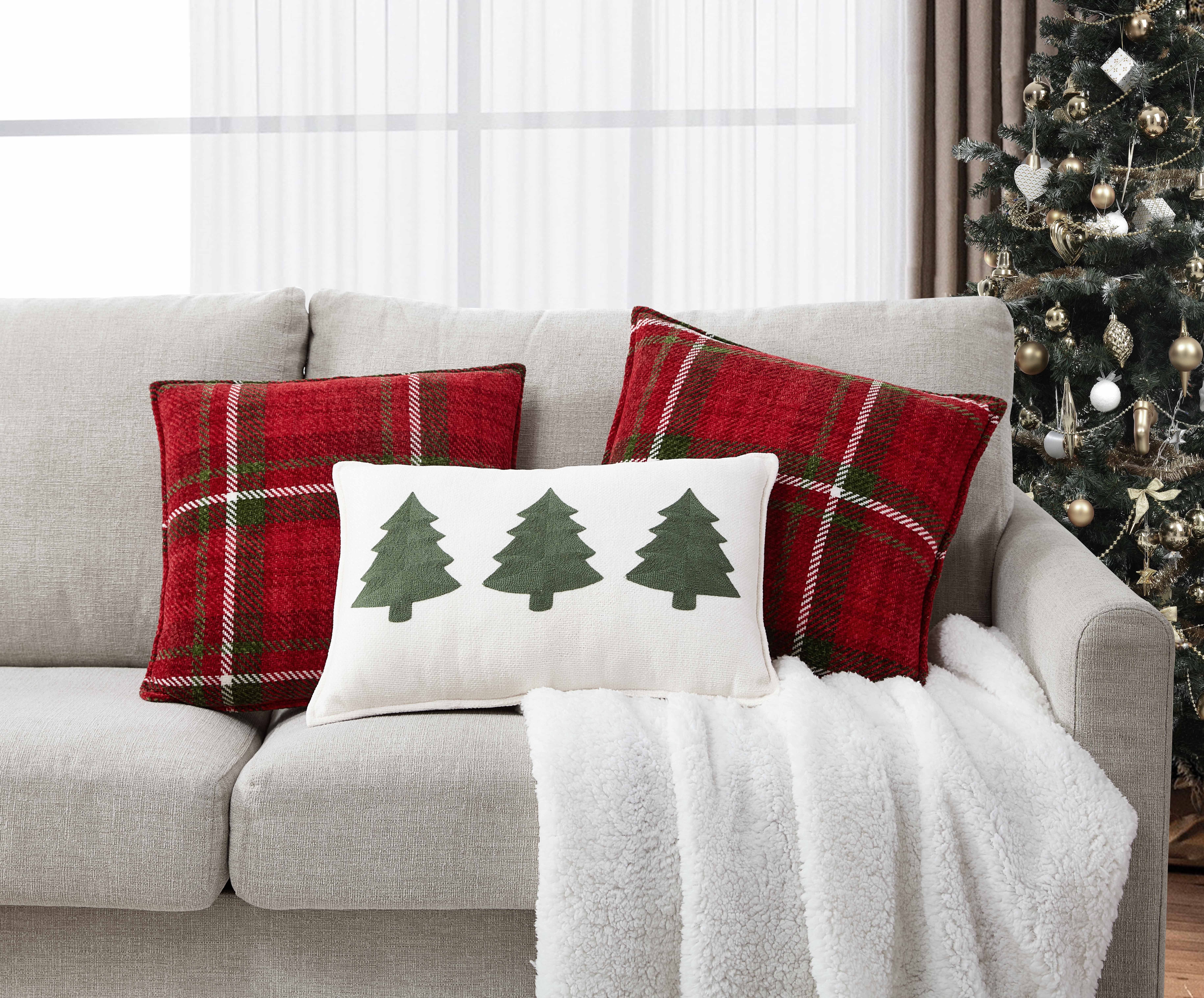 Better Homes&Gardens, Holiday Tree 3pk Chenille Decorative Pillows, 18" x 18", 14" x 20'', Multi ... | Walmart (US)