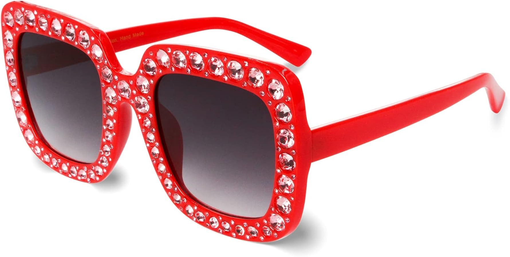 Xpectrum Extra Large Square Sparkly Crystal Sunglasses Bling Rhinestone Concert Glasses | Amazon (US)