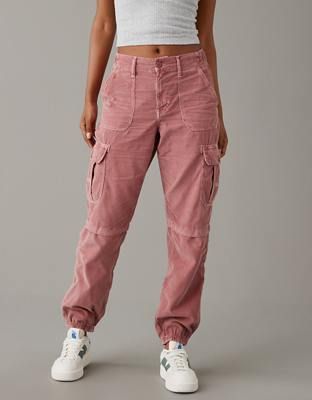 AE Super High-Waisted Baggy Corduroy Cargo Jogger | American Eagle Outfitters (US & CA)