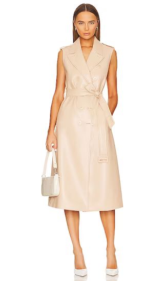 Conan Faux Leather Long Vest Belted Dress in Almond | Revolve Clothing (Global)