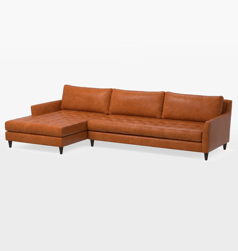Hastings Sectional Chaise Leather Sofa, Left Chaise - Classic - Copeland Leather Cider | Rejuvenation